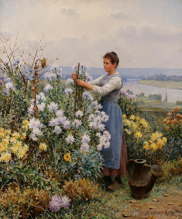 Daniel Ridgeway Knight Chrysanthemums oil painting image